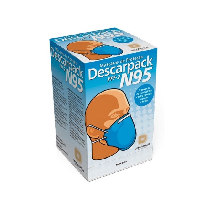 Máscara Hospitalar N95 Descarpack PFF2 Azul Caixa Com 20 Unidades