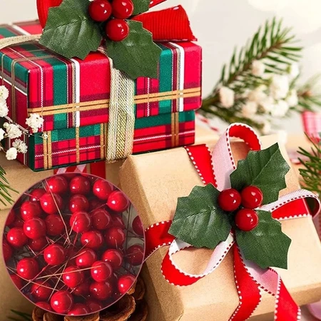 Kit pacote cereja artificial para decoração natal - 50 peças