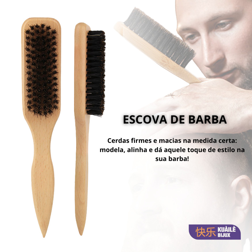Escova de Barba Masculina com Cerdas Macias Para Cuidados Com Cabelos ...