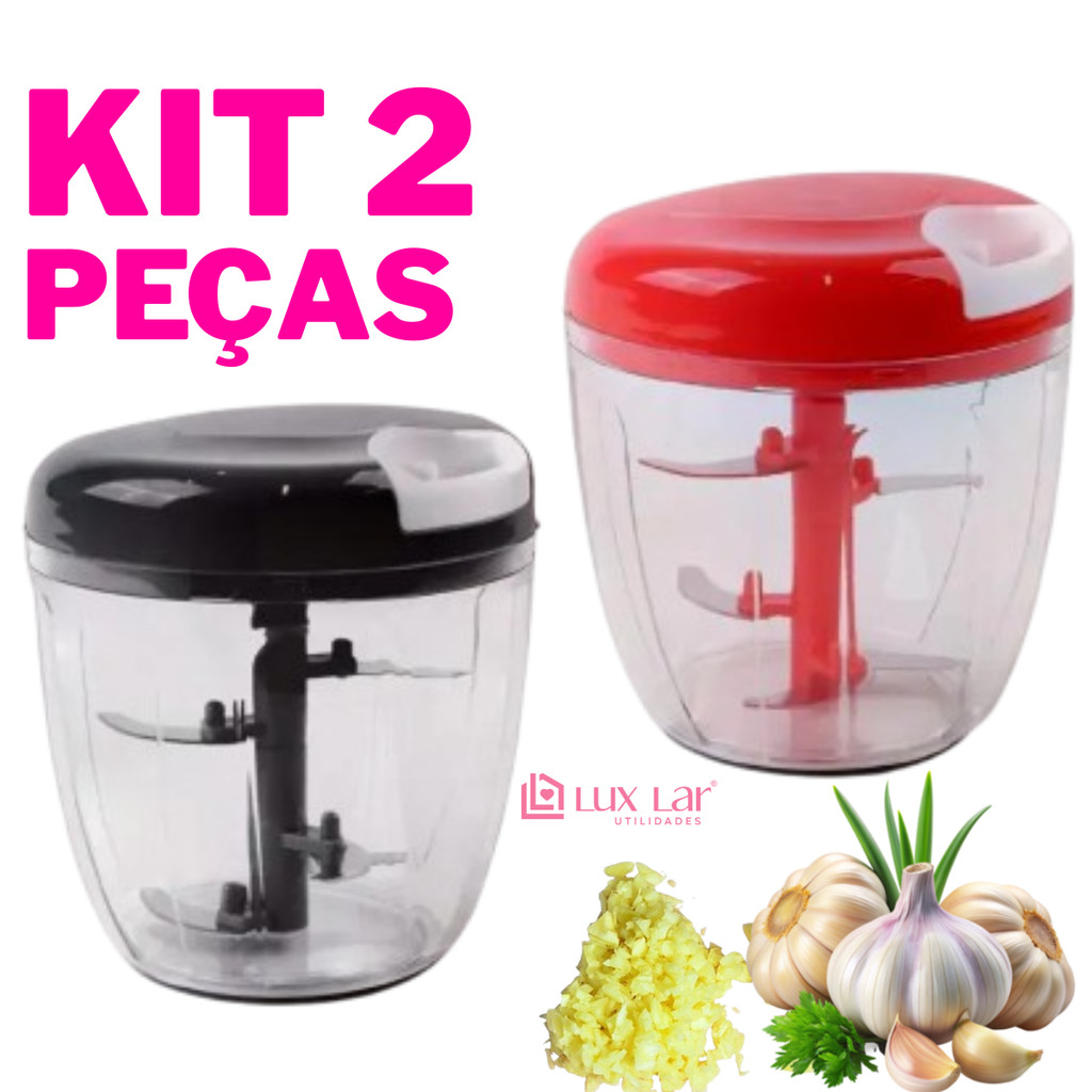 Processador de Alimentos Manual Kit 2 Peças Grande Triturado