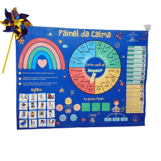 PAINEL DA CALMA EMOÇÕES EM FELTRO com Cards e Cata-vento para Crianças Aprendizagem Social e Emocional