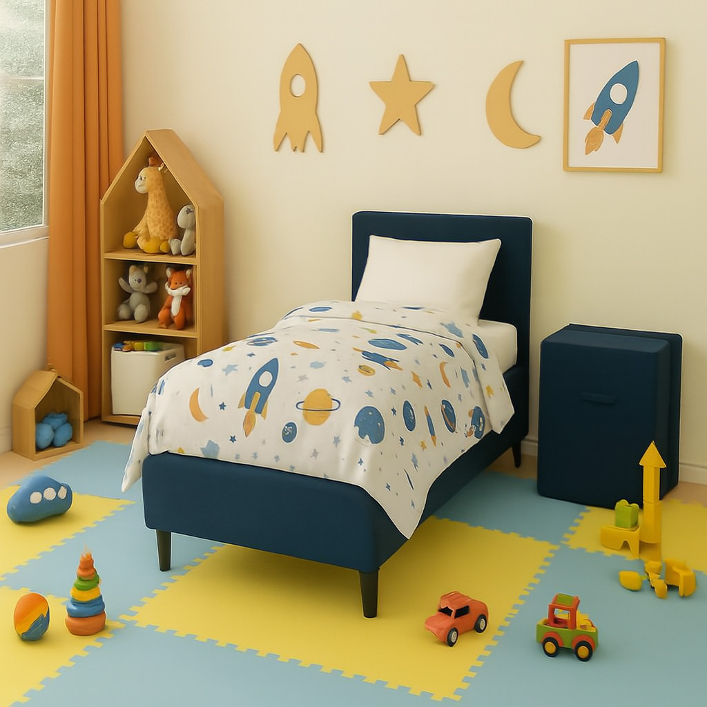 Cama Box Infantil Azul para Menino 150X70X7 – Base Juvenil Moderna e ...