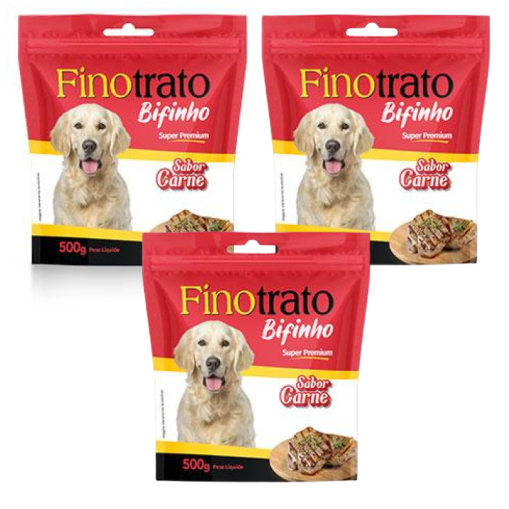Kit 3 Bifinhos Finotrato Sabor Carne para Cães 500 g em Oferta na Shopee