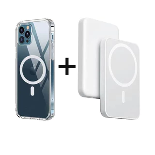 Carregador Portatil Magsafe E Capa Transparente E Capa De Couro MagSafe Para iphone 14 13 12 11 X 7 8 Pro MAX Power Bank