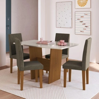 Conjunto Sala de Jantar Mesa 137cm com 4 Cadeiras Bento Multimóveis CR50210