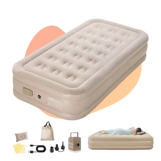 Colchão Inflável de Solteiro Espesso Suporta até 300kg com Bomba Elétrica Embutida Conforto Portátil em Oferta na Shopee