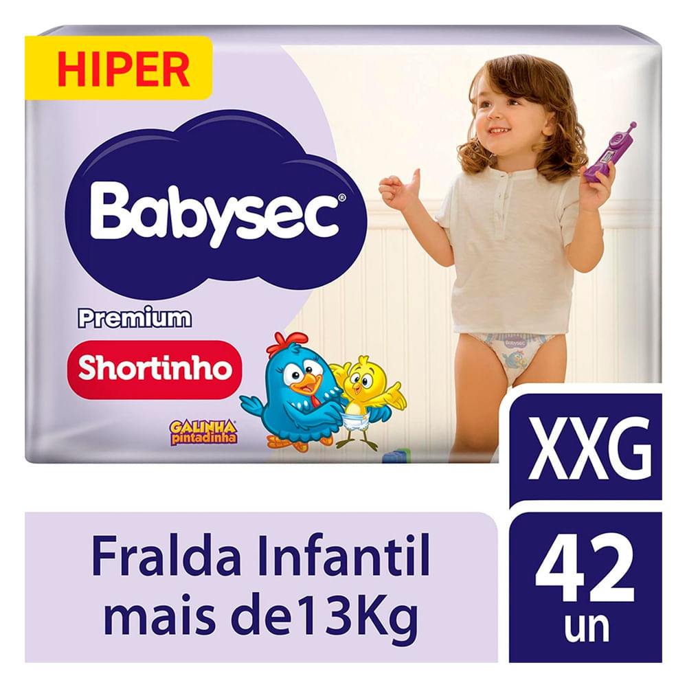 Fralda Descartável Babysec Premium Shortinho Hiper XXG 42 Unidades