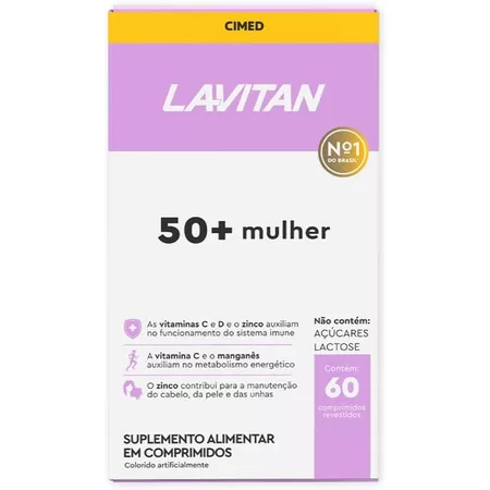 Lavitan 50 Mulher Vitaminas C D Zinco Energia Imunidade Pele Cabelo Unhas Cimed
