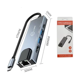Adaptador USB C 4K HDI 5 em 1 com Ethernet, PD de 100 W, portas USB 3.0 e 2.0 anjgg