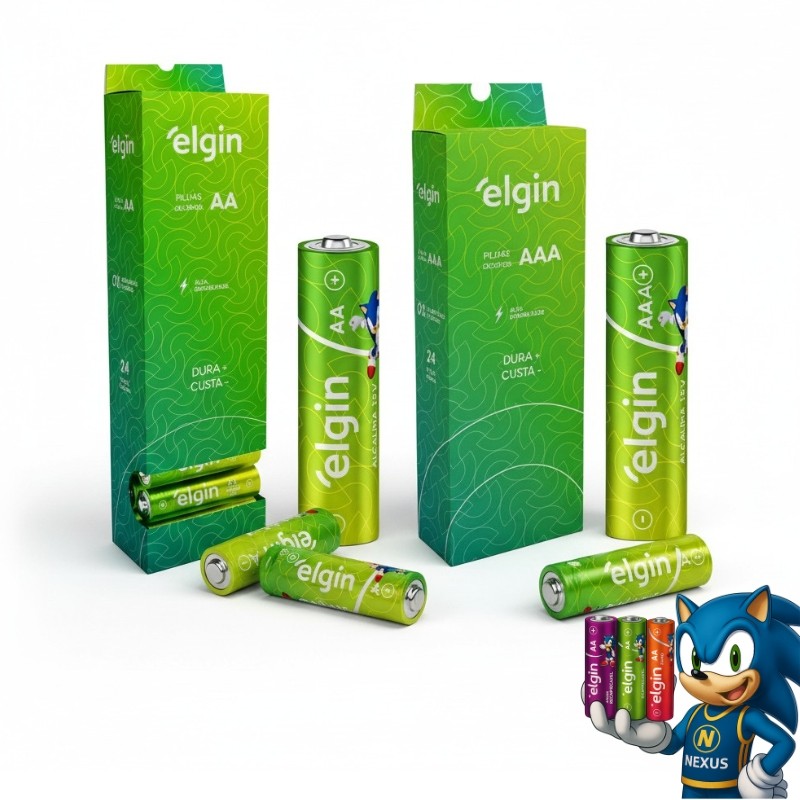 Kit 24 Pilhas Elgin Alcalina AA Comum ou AAA Palito Tubo Com 24 ...