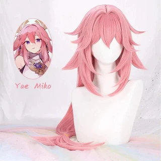Peruca de Cosplay Yae Miko para Mulheres 80cm Longa Rosa Anime Resistente ao Calor Perucas Sintéticas 7VLF 3501 3881
