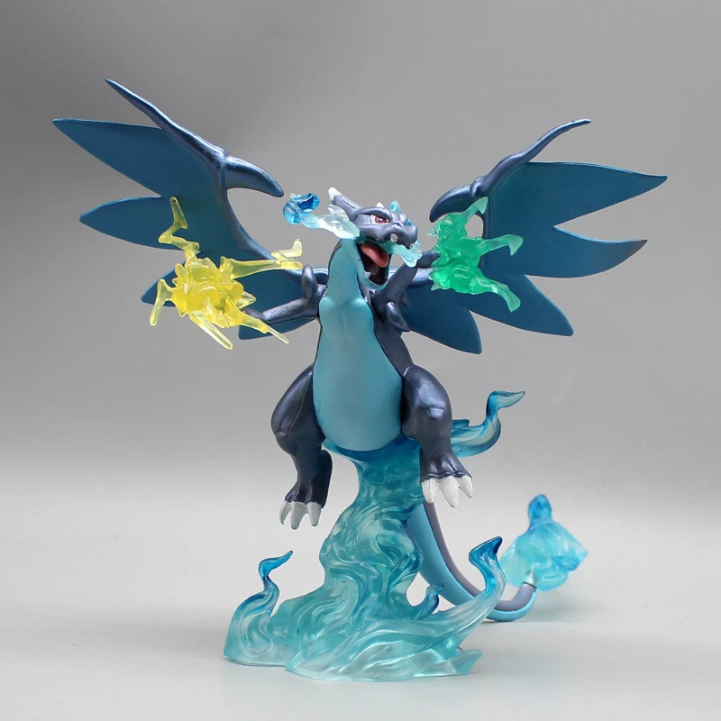 18cm Figura de Anime Pokémon Gk Super Charizard X P Azul Pet Elf Modelo ...