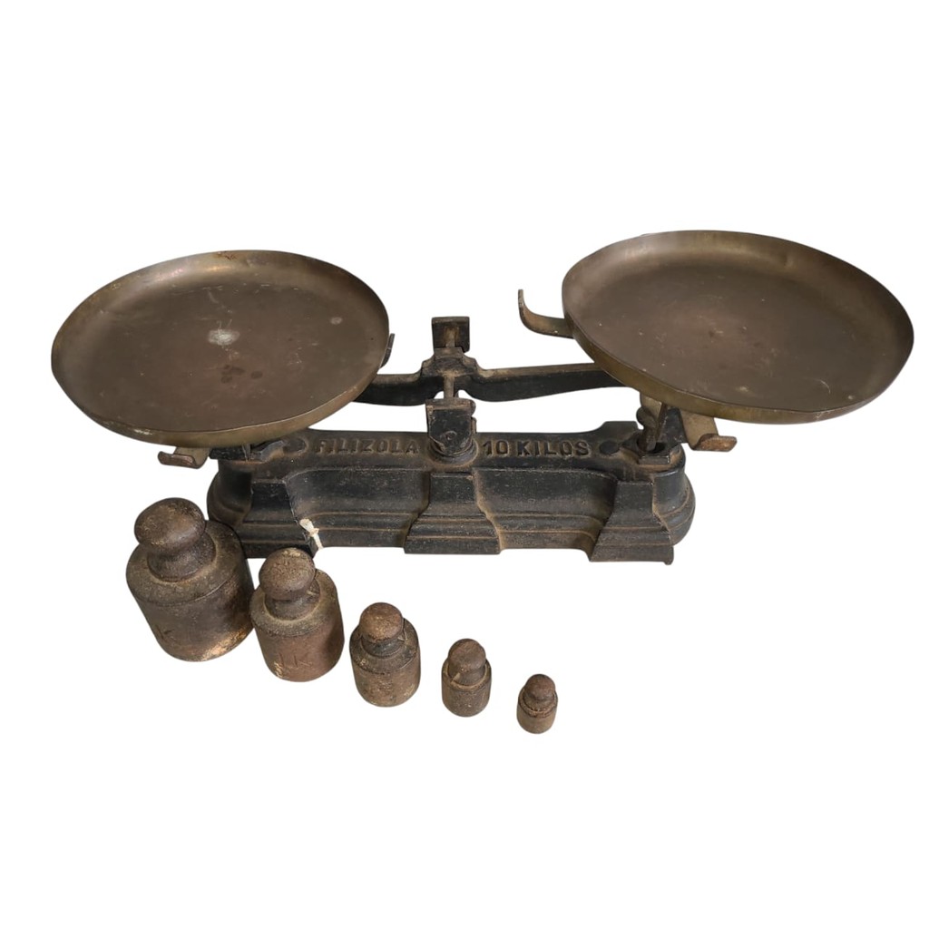 Balança antiga Filizola 10 kg de dois pratos com kit de pesos ...