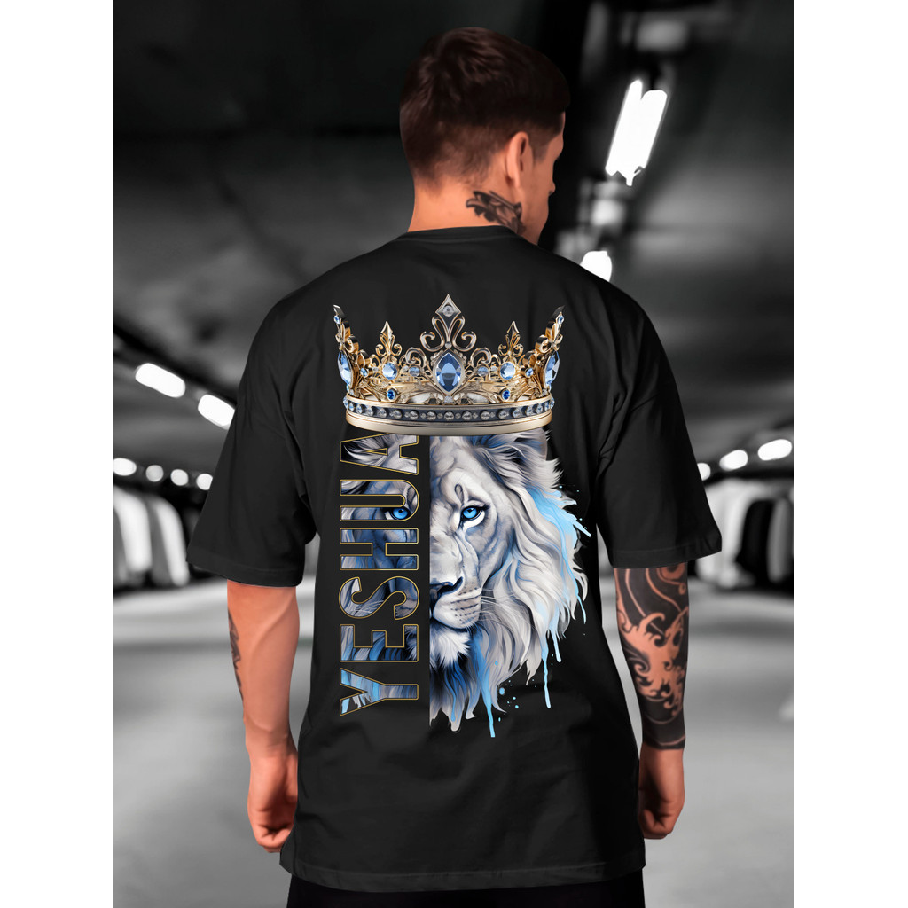Camiseta Cristã Slim Masculina Costa Y2k Leão Yeshua Promoção