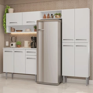 Armário de Cozinha Completa 229cm Branco Emilly Madesa 17 em Oferta na Shopee