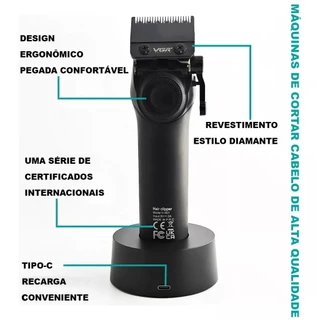 Maquina Cortar Cabelo Profissional Vgr V001 9.000 rpm Led Premium Original