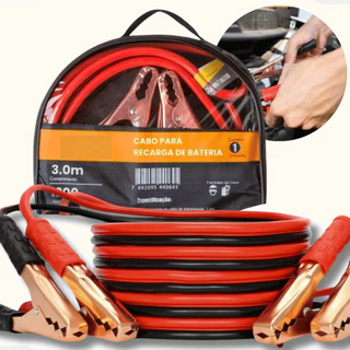 Cabo Auxiliar de Partida para Bateria 800Amp/1200Amp Reforçado com Garras 2,2m ou 3m