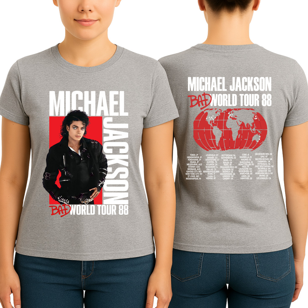 Camiseta Michael Jackson Bad World Tour 88 Rei do Pop Rock Camisa