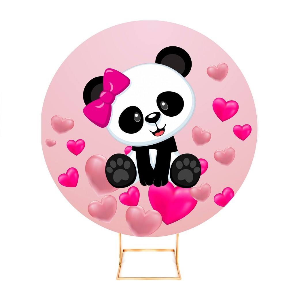 Painel Redondo Panda, Pandinha Rosa, Panda Baby Tecido C/ Elástico 1 ...