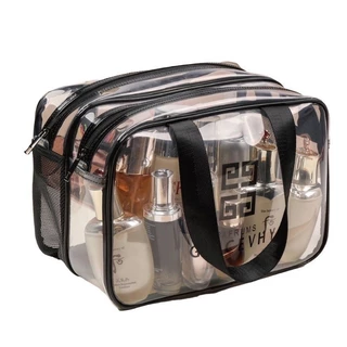 Bolsa De PVC Transparente Para Cosméticos Impermeável Portátil De Média Capacidade Viagem/Produtos De Higiene Pessoal em Oferta na Shopee