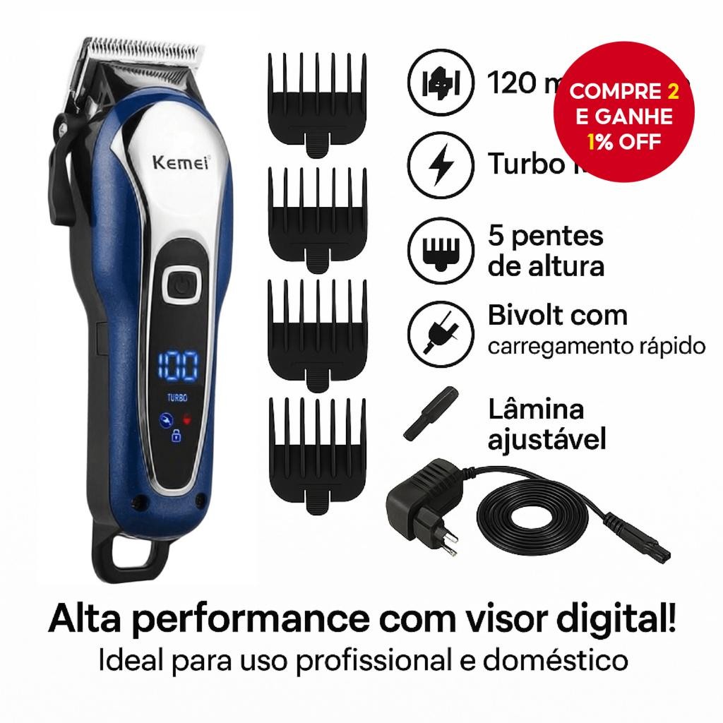 Máquina de Corte Elétrica para Cabelo e Barba KM-1995 da marca Kemei.