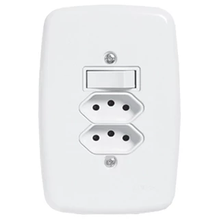 Interruptor Ideale Pluzie 1 Tecla Simples + 2 Tomadas 2P+T - 10A com Placa 4X2 Branco em Oferta na Shopee