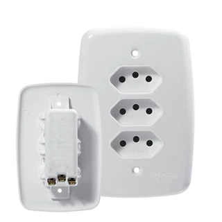 Tomada Ideale Pluzie Linha Fácil Tripla - 2P+T 10A com Placa 4x2 Branca em Oferta na Shopee