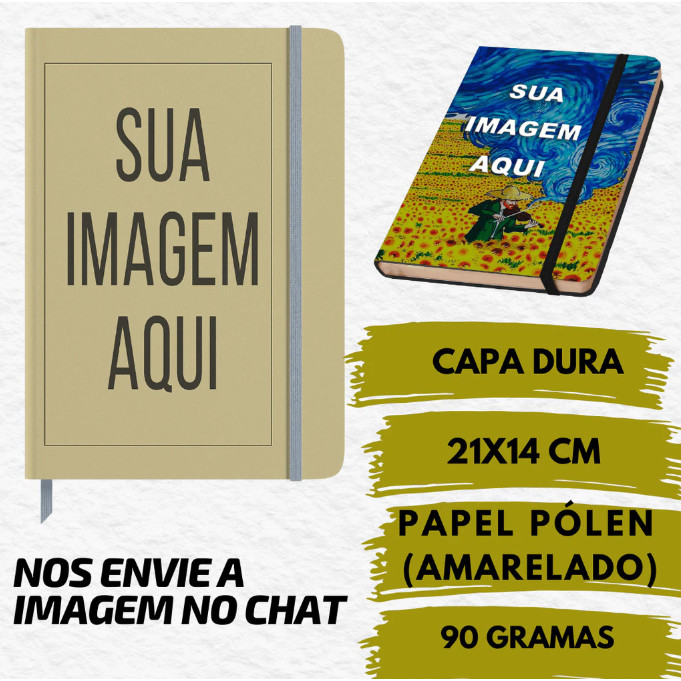Caderno Moleskine Personalizado 21x14cm - 160 Páginas Papel Polén 90g – Envie Sua Arte ou Logo