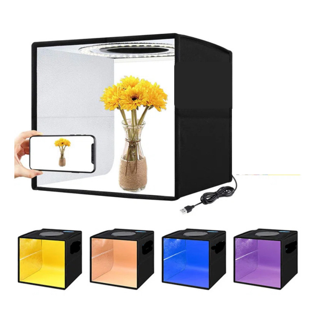 Cabine Fotográfica Mini Estúdio 40x40 | Iluminação LED USB | Fácil de Usar