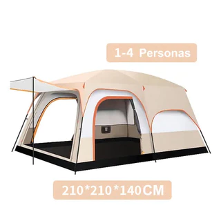 Tenda de acampamento familiar grande para 1-4 pessoas, 210 * 210 * 140 cm, bege em Oferta na Shopee