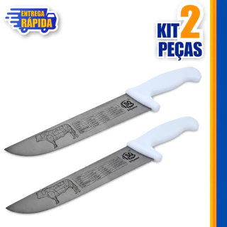Faca Carne Chef Aço Cabo Branco 8'' Profissional Churrasco Entre as melhores facas de cozinha