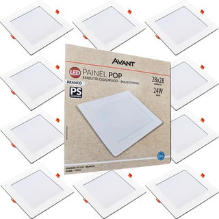 Kit 10 Painel Led Pop de Embutir Quadrado 6500W 24W Avant em Oferta na Shopee