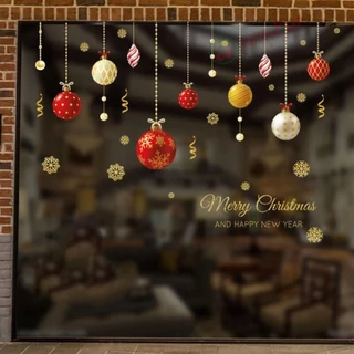 SOSFER Adesivos Estáticos De Natal DIY Decoração De Casa Enfeite De Vitrine Bola Colorida