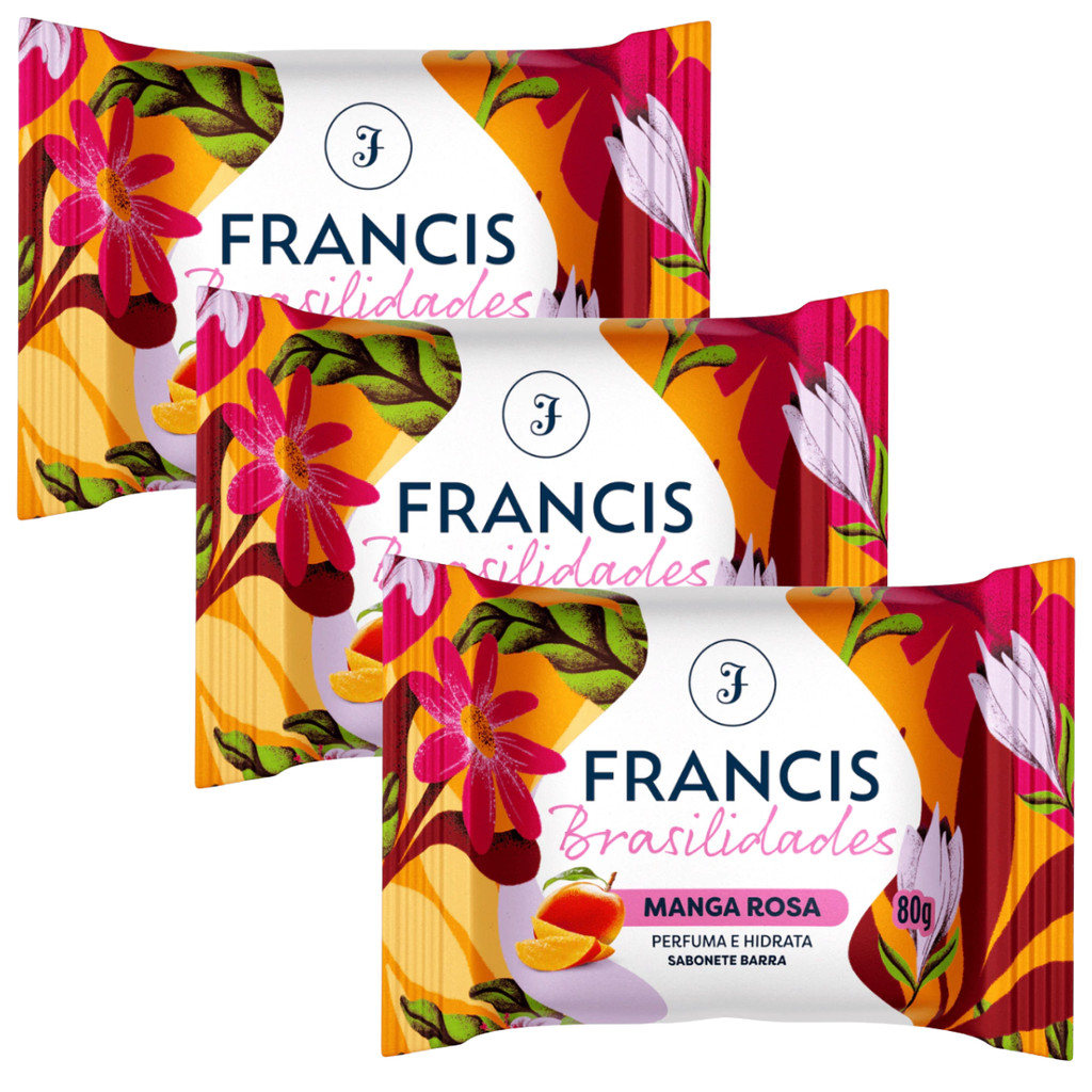Kit 3 Sabonetes Francis Brasilidades Manga Rosa 80g | Shopee Brasil