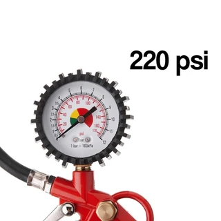 Calibrador Profissional 220PSI/16BAR Com Manômetro Inflador de Pneus Ar Alta Qualidade Engate Rapido