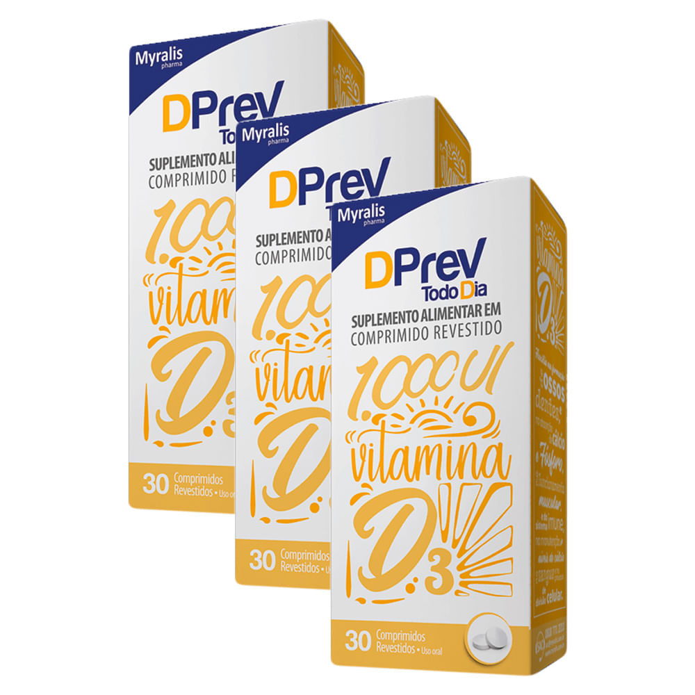 Kit 3 DPrev Todo Dia 1.000UI com 30 Comprimidos | Shopee Brasil