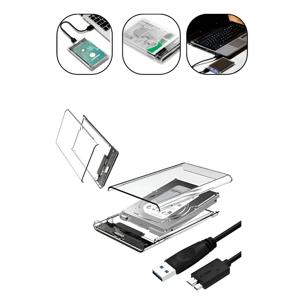 Case Para Hd Externo De 2,5 Sata Usb 3.0 Transparente | Shopee Brasil
