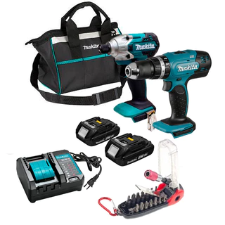 Kit Parafusadeiras Impacto 18v Makita Dlx2336y01 + kit 18 bits em Oferta na Shopee