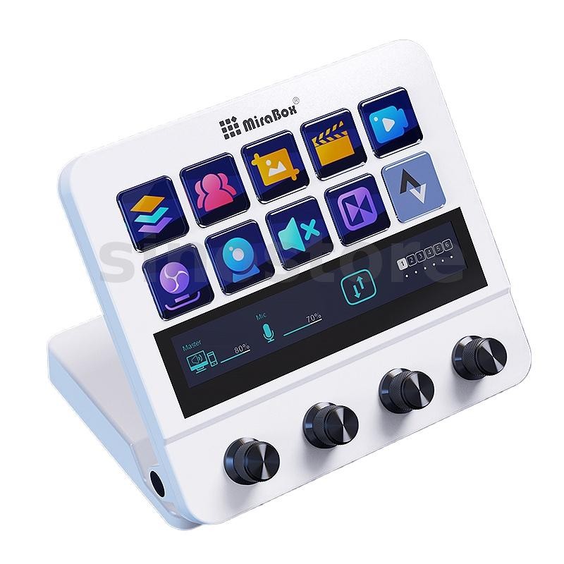 MiraBox MBox N4 Stream Deck Com 10 Botões LCD E 4 Rotativos