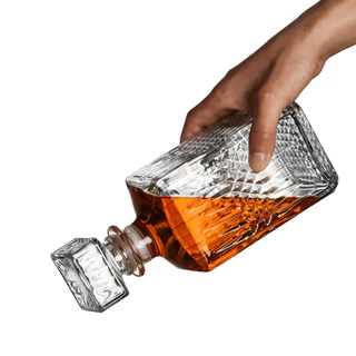 Garrafa Whisky Decanter De Vidro Transparente Cristal Licoreira Tampa 1 Litro