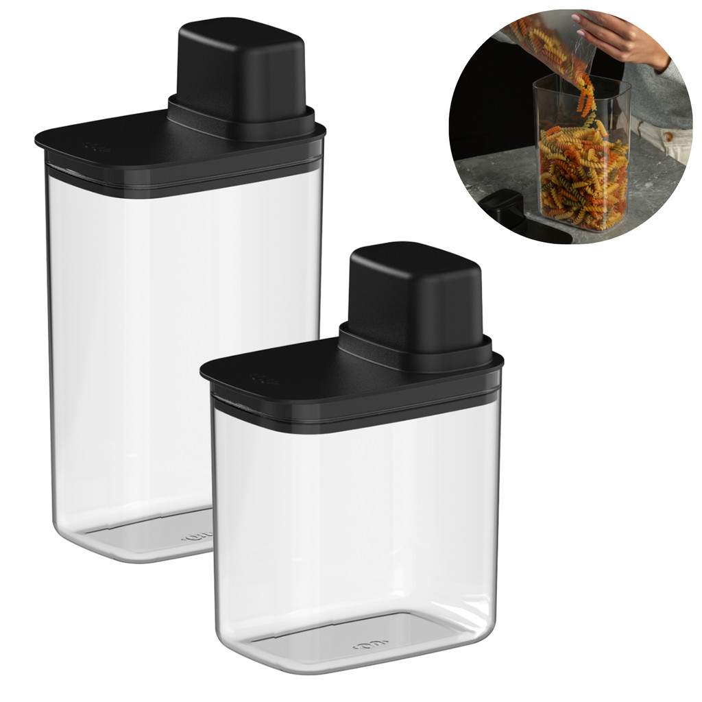 Pote Dispenser Hermético Organizador Cozinha 1,5L e 2,3L Linha Drop OU - Preto