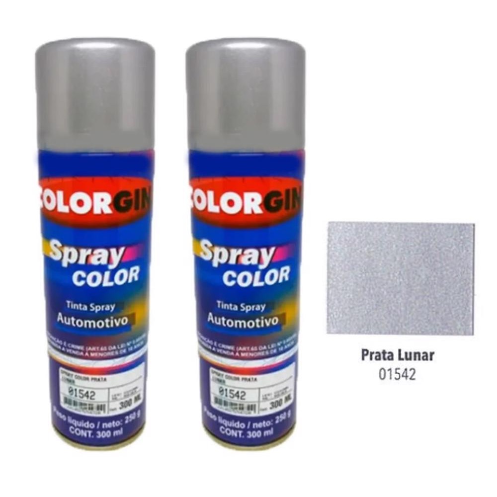 KIT C/2 TINTA SPRAY AUTOMOTIVA PRATA LUNAR COLORGIN 300ML | Shopee Brasil