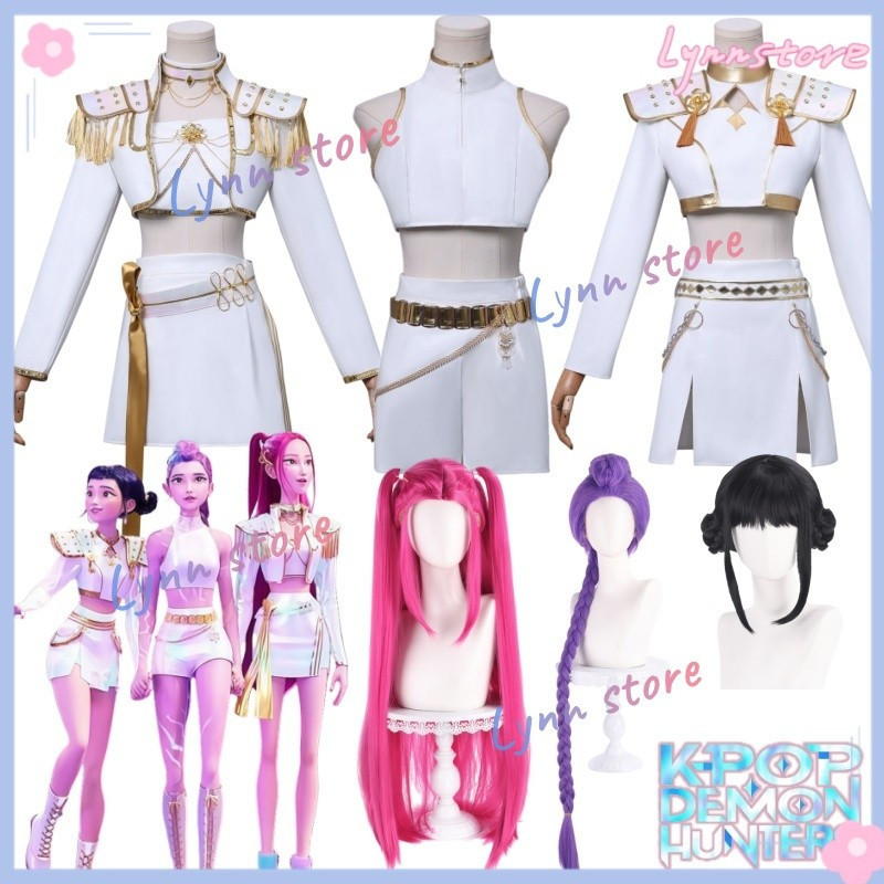 Fantasia de Cosplay KPOP Animada DEMON HUNTERS RUMI ZOEY MIRA Peruca de ...