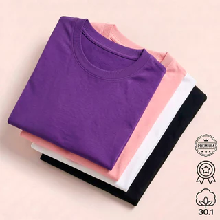 Kit 4 Camisetas Masculinas Básicas Algodão 30.1 Premium Gola Redonda Conforto Moda Casual Diário
