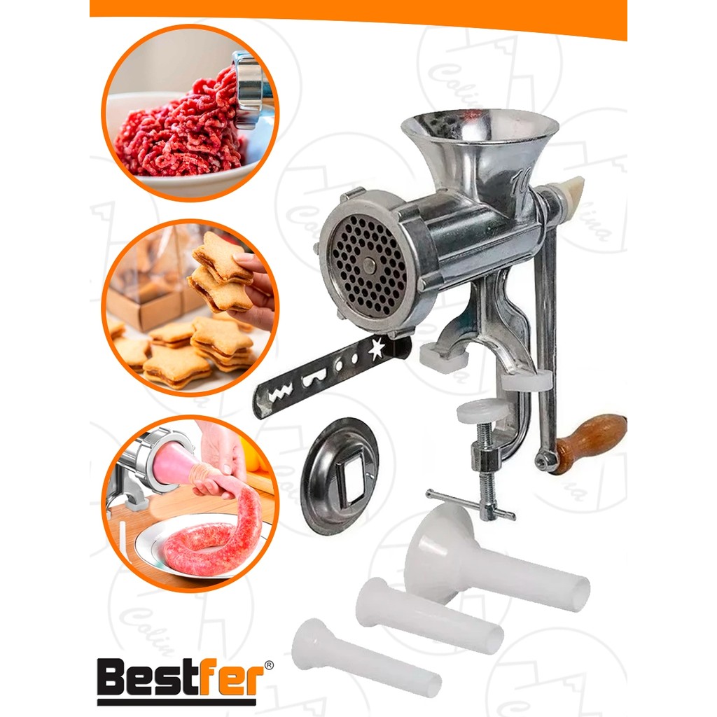 Moedor De Carne Manual N10 Máquina De Moer Faz Linguiça Arte