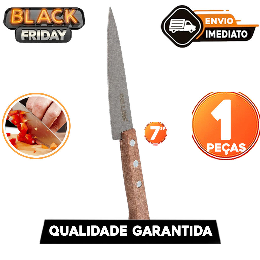 Faca Collins 7 Polegadas Cozinha Peixeira Cabo De Madeira | Shopee Brasil