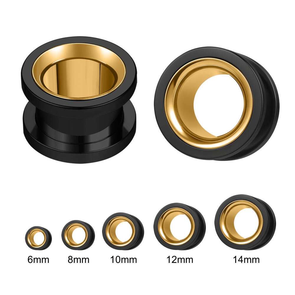 1 Peça Expansor de Orelha em Aço Inoxidável Medidores 6-14mm Plug de ...