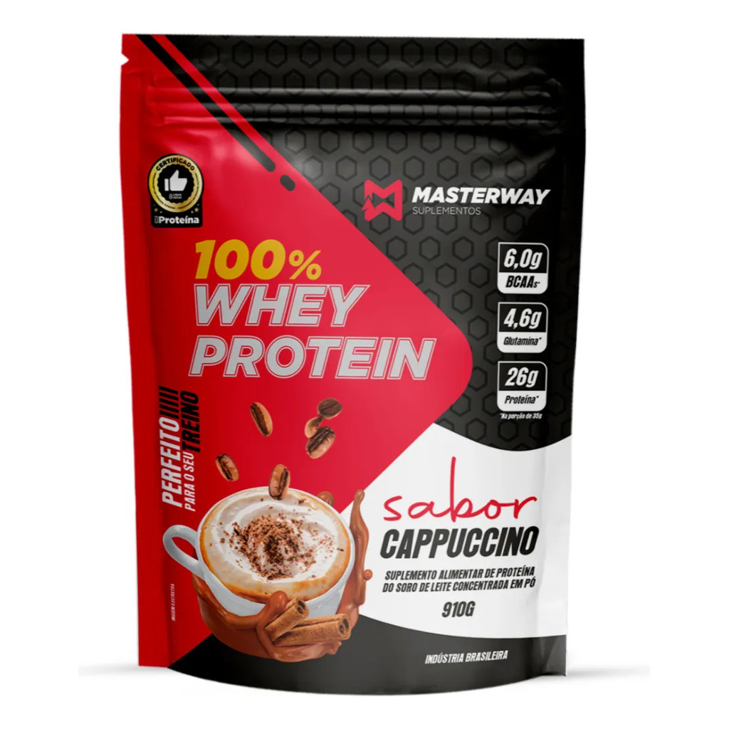 Whey Protein Masterway 910g 100% Concentrado (Cappuccino) | Shopee Brasil