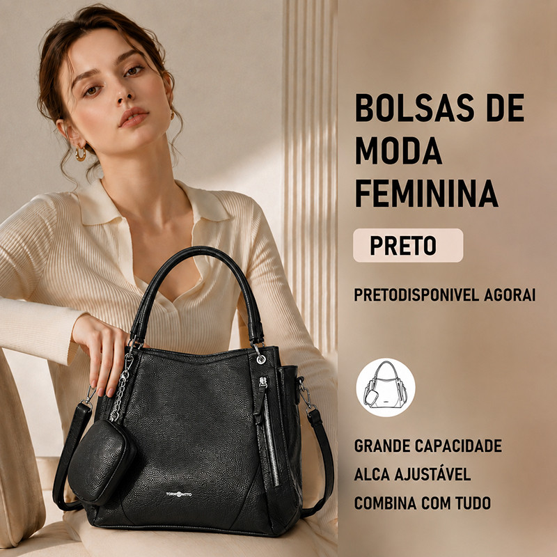 Bolsa Mochila Feminina Grande De Ombro Com Alça Transversal De