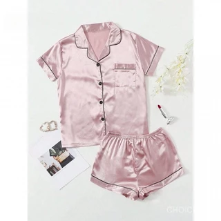 Conjunto de Pijama Feminino Shorts de Seda Gelada Solto Plus Loungewear em Oferta na Shopee